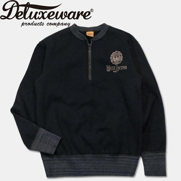 Deluxeware(デラックスウエアー)ハーフZIPスウェットシャツ【S105-01 WEST CHESTER 】ブルーブラック