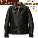 Y 039 2 LEATHER （ワイツーレザー） SPECIAL MODEL HV HORSE SINGLE RIDERS（HVホースシングルライダース）【HVR-42】ブラック×イエローステッチ