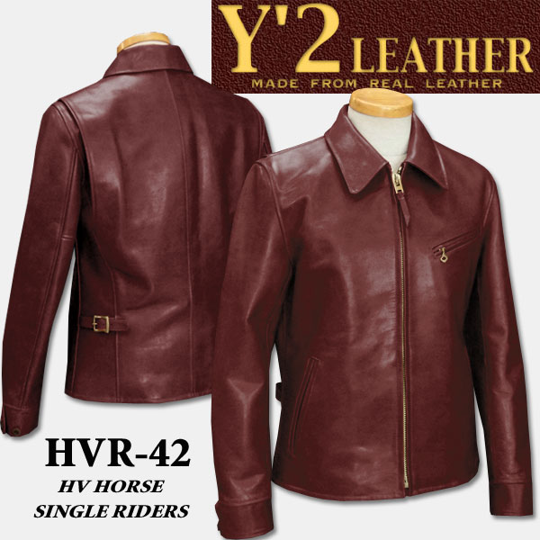 Y'2 LEATHER （ワイツーレザー）シングルライダース【HVR-42】チェリー