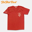 THE FLAT HEAD(フラッヘッ)Vネック半袖Tシャツ【TVT-02W・FRONTIER SPIRIT】レッド