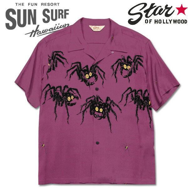 STAR OF HOLLY WOOD（スターオブハリウッド）HIGH DENSITY RAYON OPEN SHIRT “TARANTULA”（高密度レーヨン長袖オープンシャツ「タランチュラ」）【SH38873】PURPLE（パープル）