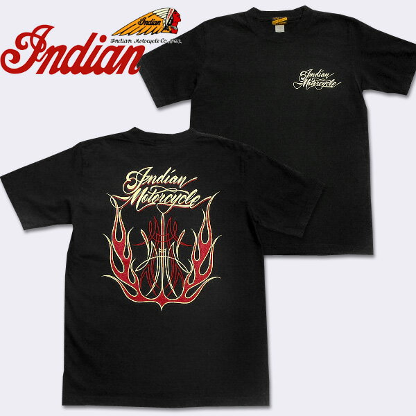 INDIAN MORTORCYCLE（インディアンモーターサイクル）半袖Tシャツ【IM74418 FLAMES】ブラック