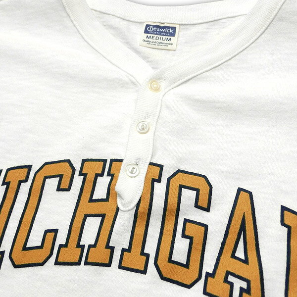 東洋エンタープライズCHESWICK(チェスウィック）ヘンリーネックTシャツ【CH77657 MICHIGAN】ホワイト