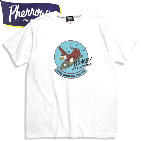 PHERROW'S（フェローズ）半袖プリントTシャツ24S-PT20 68TH BOMB【ホワイト・WHITE】