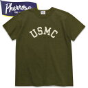 PHERROW 039 S（フェローズ）プリント半袖Tシャツ【23S-PMT3 USMC】オリーブ