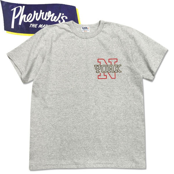 PHERROW'S（フェローズ）プリント半袖Tシャツ24S-PMT6【NEW YORK H.グレー】