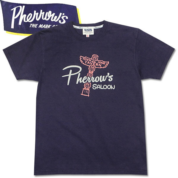 PHERROW'S（フェローズ）半袖Tシャツ【19S-PT10 PHERROW'S SALOON】ナス紺