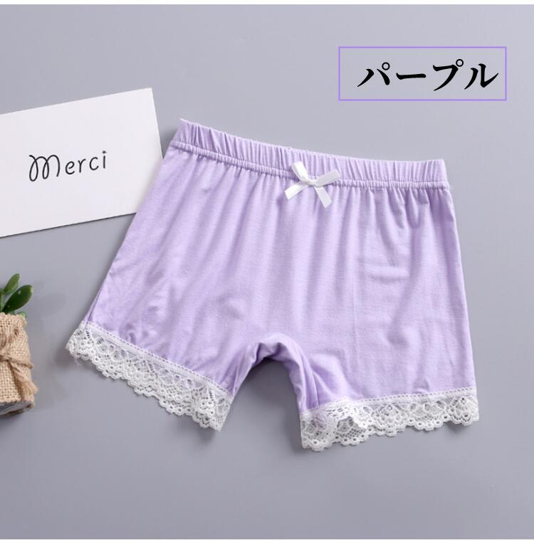 期間限定女の子スパッツ キッズ 子供 3分丈 オーバーパンツ レース リボン ショー...