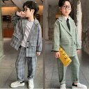 セットアップ 男の子 フォーマルスーツ 2点セット チェック柄 スーツ 入学式 パンツセット 子供服 キッズフォーマル セットアップ キッズ パンツスーツ 上下...