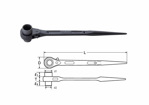 【ポイント10倍】12/1はワンダフルデー！22x24mm/358mm 両口ラチェットレンチ(シノ付)