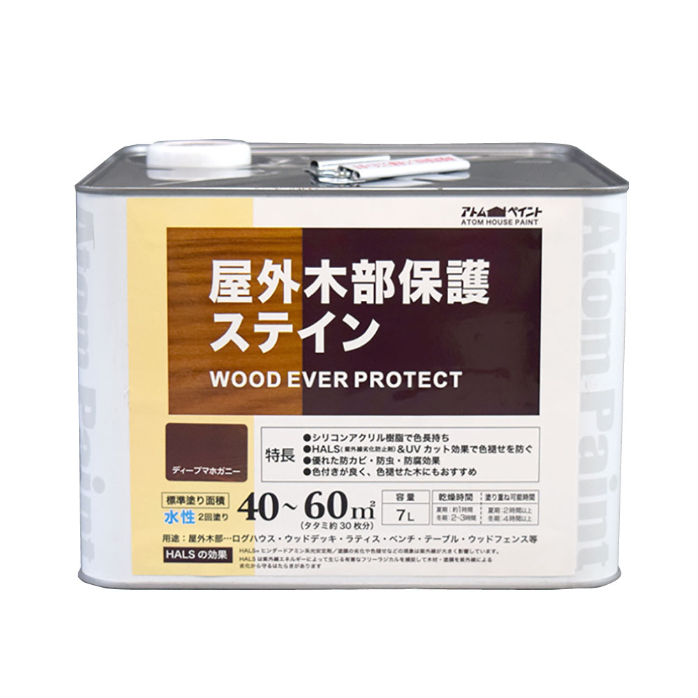 型番9050935 商品説明●シリコンアクリル樹脂にHALS(紫外線劣化防止剤)とUV吸収剤を配合し、木部の長期間色あせ防止と耐久性を向上させました。 ●シリコンアクリル樹脂にHALS(紫外線劣化防止剤)とUV吸収剤を配合し、木部の長期間色あせ防止と耐久性を向上させました。●防虫防腐防カビ剤効果も抜群なので、水性でありながらログハウスやウッドデッキ等に安心して使用できます。●従来の水性タイプと違い、塗りムラや塗り継ぎムラが出にくいです。●着色力が強いので、塗り替え時でも綺麗に仕上がります。 ●色見本はご使用端末により若干の誤差がございますので、ご注意ください。●塗りつぶしタイプの塗装面や、木材以外の素材、化粧合板にはご使用になれません。●なるべく日光に当てて乾かしてください。●防虫防腐剤が含まれていますので、犬小屋やペットがなめたり、かじったりする可能性のある場所には適しません。 仕様●サイズ:240×240×175mm●重量:8090g●属性/仕上がり感/塗り回数:水性つや消し仕上げ/2回塗り(薄く2回塗りを推奨)●用途:ウッドデッキやラティス、ベンチ等の屋外の木部や木製品に●塗り面積:200ML:1.1~1.7m2(タタミ枚数換算約0.8枚)、0.7L:4~6m2(タタミ枚数換算約3枚)、1.6L:9~13m2(タタミ枚数換算約7枚)、3L:19~23m2(タタミ枚数換算約13枚)、14L:80~120m2(タタミ枚数換算約60枚)●表面乾燥時間:夏期約1時間、冬期2~3時間●うすめ液/刷毛洗い:通常/不要、濃い時/不要●ハケ洗い:水