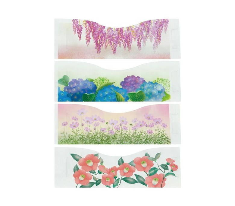 JANコード 4904422775897 キャッチコピー ●和花と洋花で四季折々の花をイメージしたシートです。 商品説明 ●セット内容:シート4種(藤・紫陽花・秋桜・椿) 注意事項