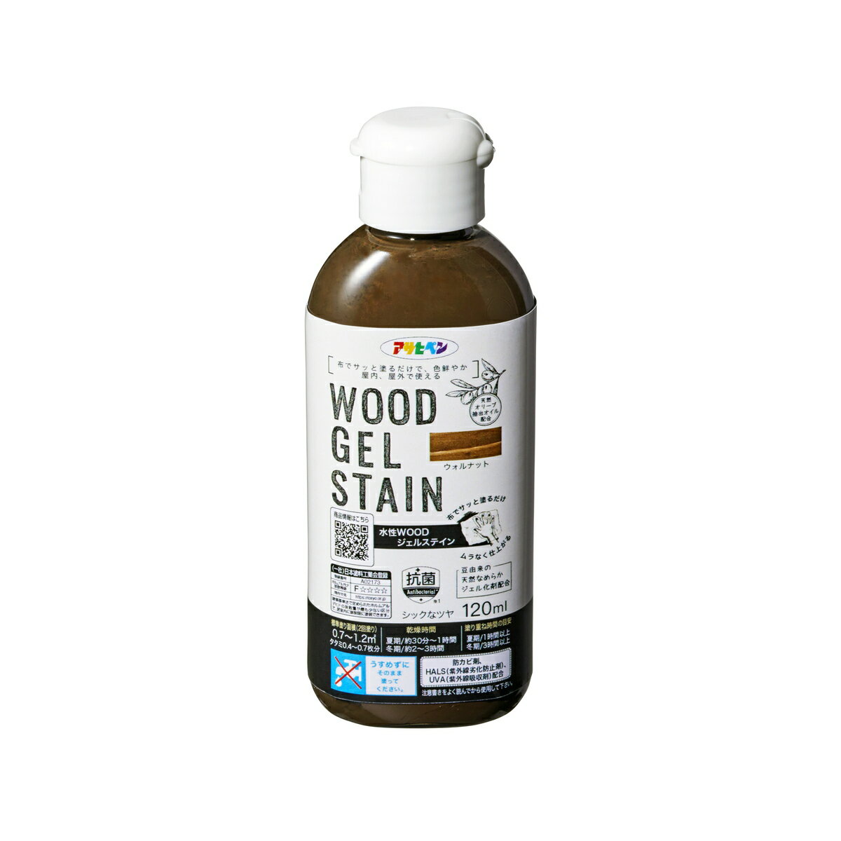 ★ポイント10倍★ 5/23~5/27 お買い物マラソン(要エントリー) アサヒペン 水性WOODジェルステイン 120ml ウォルナット 4970925406644
