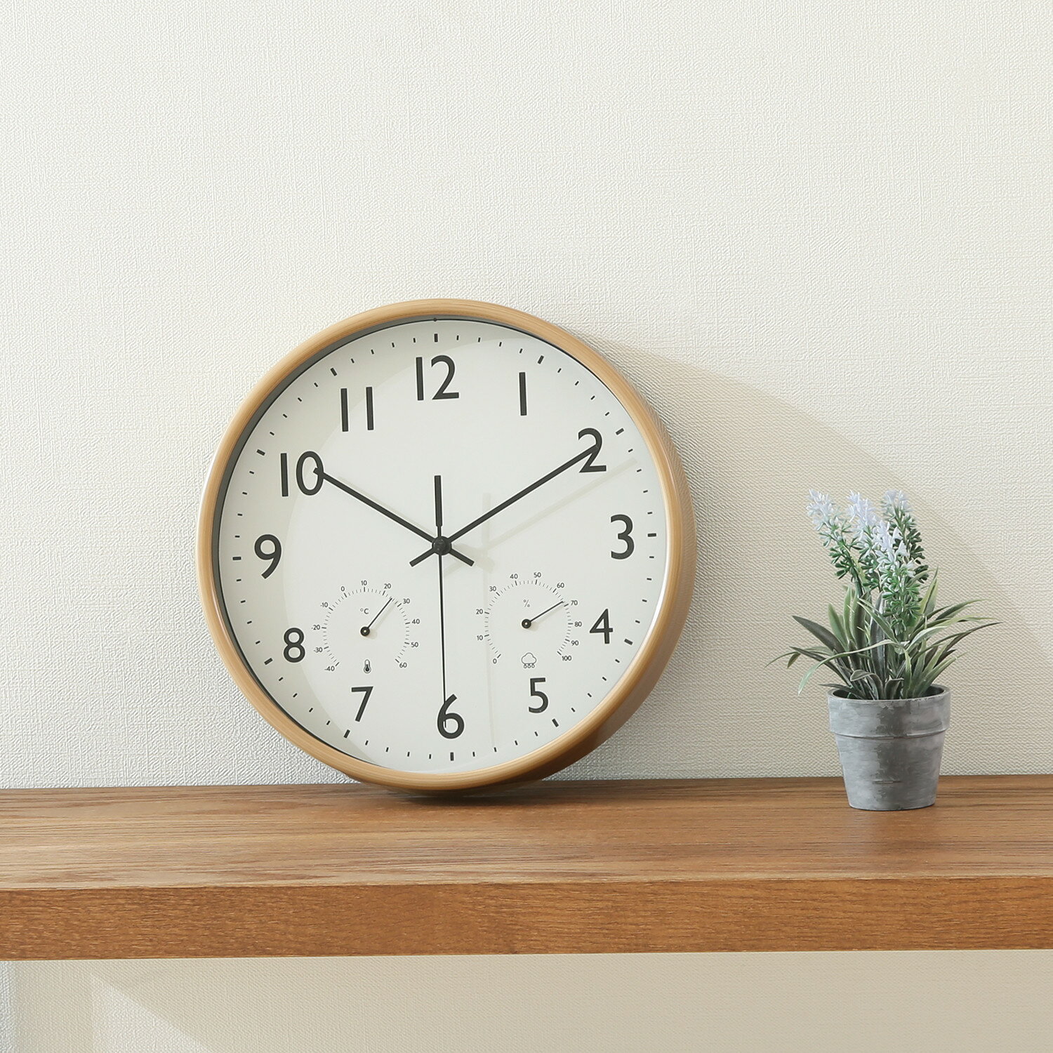 【ポイント10倍】11/1はワンダフルデー!不二貿易 掛時計 温湿度計付 ミエル Φ25 NA インテリア エクステリア 内装 おしゃれ 新生活 一人暮らし 同棲 収納 収納ボックス
