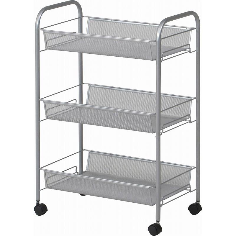 【★ポイント5倍★】11/14~11/16開催！楽天イーグルス感謝祭 × ポイントアップ(要エントリー)不二貿易 メッシュ トローリー3段SV インテリア エクステリア 内装 おしゃれ 新生活 一人暮らし 同棲 収納 収納ボックス(3)