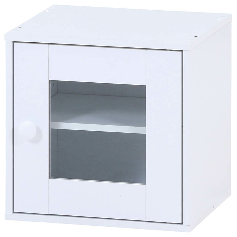 【★ポイント5倍★】8/4~8/11開催！お買い物マラソン(要エントリー) 不二貿易 キューブボックス ガラス扉 WH インテリア エクステリア 内装 おしゃれ 新生活 一人暮らし 同棲 収納 収納ボックス