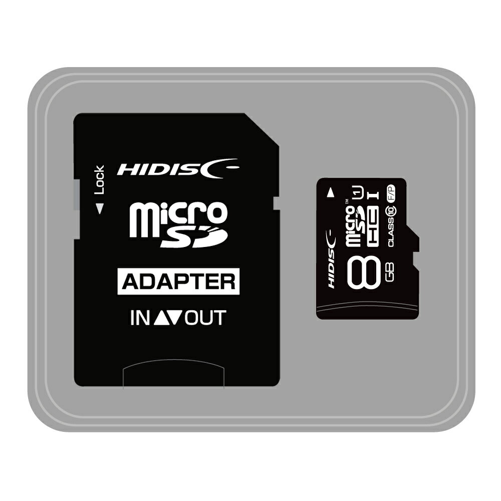 ★ポイント10倍★ 楽天スーパーSAIL(3/4~3/11) ※要エントリー HIDISC microSDHCカード 8GB SD変換アダプタ付属 メモリーカード 記憶媒体 記憶 大容量 小型