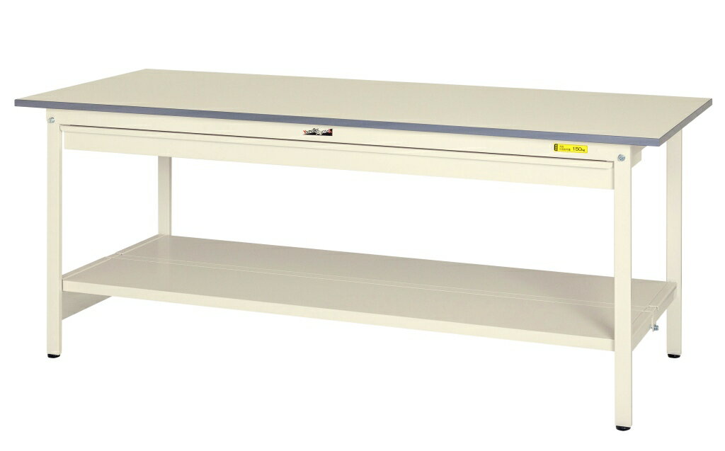 【★ポイント10倍★】楽天スーパーSAIL(12/4~12/11)　【法人限定】【長尺物の保管もできます】ワークテーブル150シリーズ 固定式H740mm ワイド引出し付/全面棚板付 SUP-1590WTT-WW