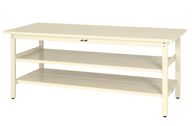 【★ポイント5倍★】2/4~2/10開催！お買い物マラソン(要エントリー)【法人限定】【脚元に収納可能!】ワークテーブル300シリーズ 固定式H740mm 中間棚付/全面棚板付 スチール天板 SWS-1860TTS2-II