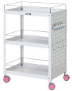 【★ポイント5倍★】7/19~7/26開催!お買い物マラソン(要エントリー) 【法人限定】【工具保管・落下防止に】色彩(Irodori)ワゴン パンチングパネル・コボレ止め付き3段 CWCPF-3-RE