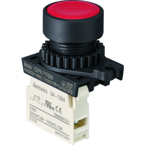 【★ポイント5倍★】10/4~10/9開催！お買い物マラソン(要エントリー) TRUSCO 押しボタンスイッチ Φ25 1b 赤 25P-1BM-R