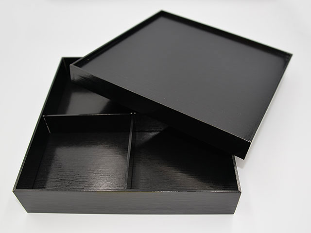 【★ポイント5倍★】8/4~8/11開催！お買い物マラソン(要エントリー) パックスタイル 黒漆 貼箱 8寸 四ツ仕切 1ケース 654711