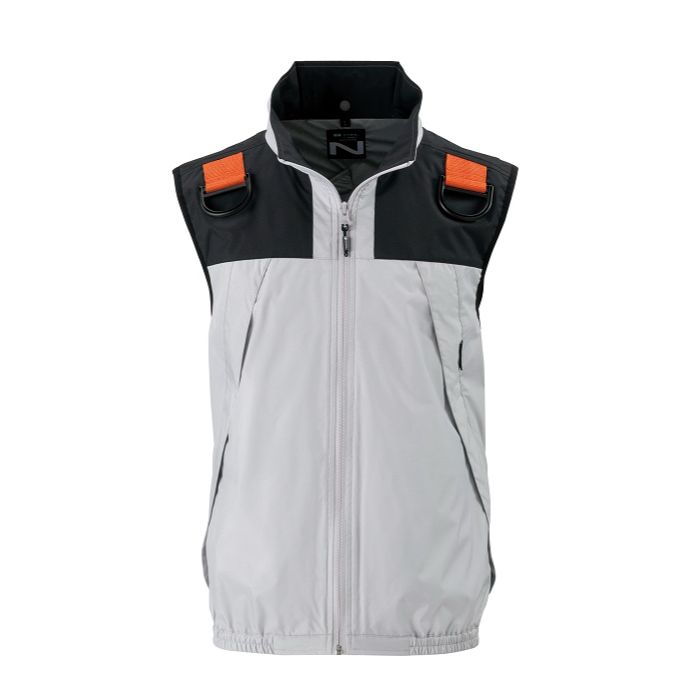 【★ポイント10倍★】楽天大感謝祭！(12/19~12/26)　Nクールウェア フルハーネス対応(ベスト) シルバー 4L + 空調服(R)スターターキット グレー 14.4V(ジャック丸形) (NC-1131/シルバー/4L+SK23021K50)