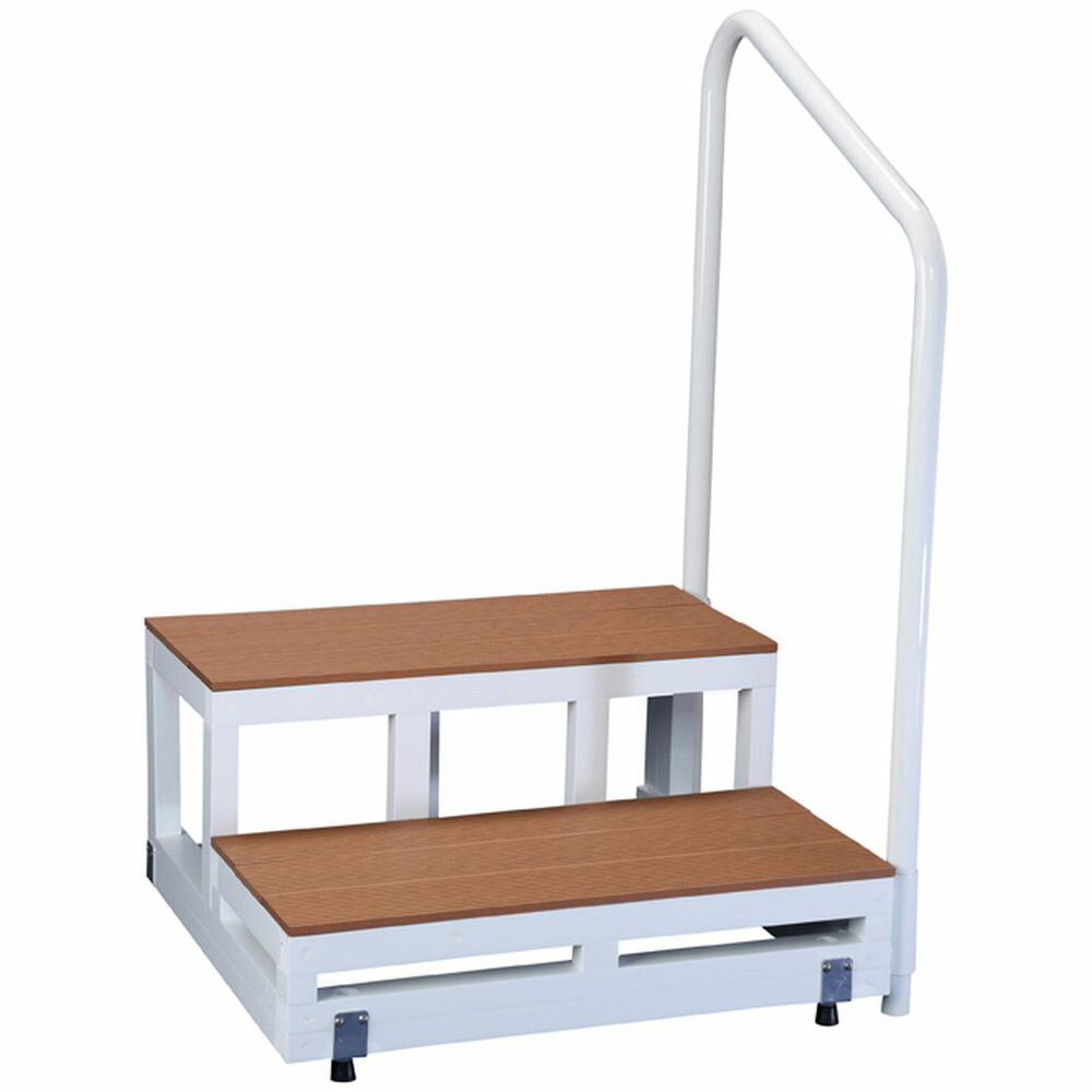 【★ポイント5倍★】11/14~11/16開催！楽天イーグルス感謝祭 × ポイントアップ(要エントリー)松吉医科器械 バリアフリー踏台（2段・手すり1本） F2-1TD（デッキザイ） 1台 松吉医科器械 24-7721-02　販売セット入数：1