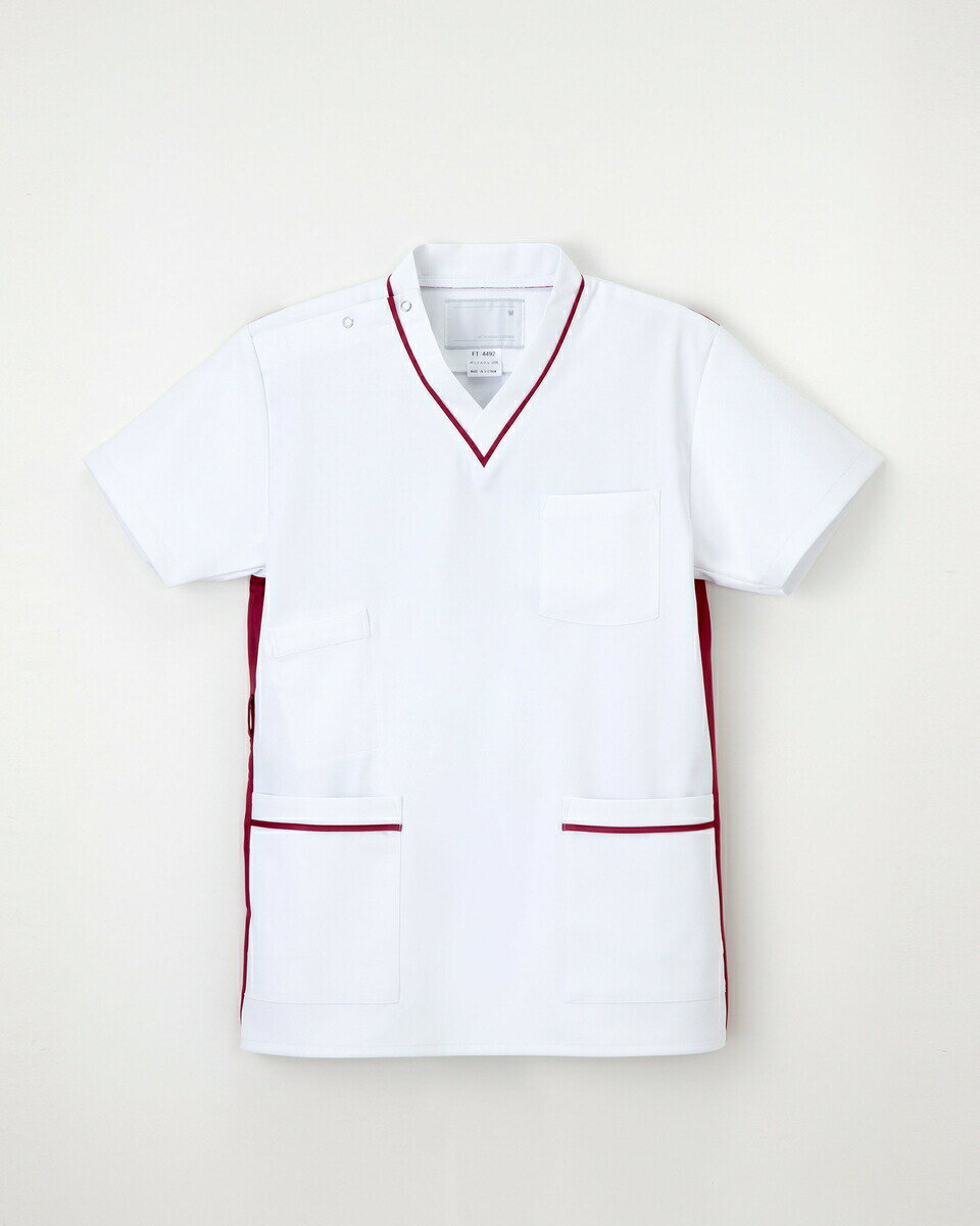 【★ポイント5倍★】10/14~10/17開催！お買い物マラソン(要エントリー) 松吉医科器械 ナガイレーベン 男女兼用スクラブ FT-4492 サイズLL Tバーガンディ　販売セット入数：1