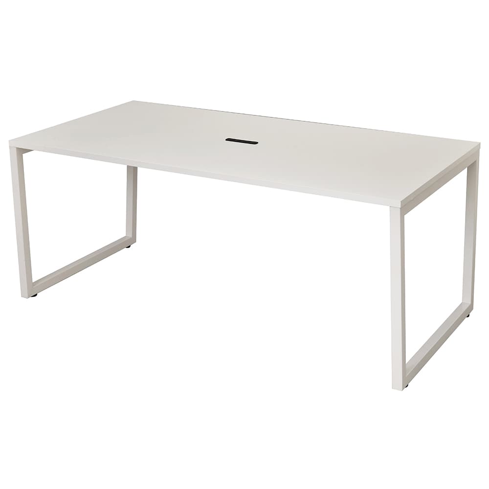 【★ポイント5倍★】10/14~10/17開催！お買い物マラソン(要エントリー) 【法人限定／車上渡し】アール・エフ・ヤマカワ リスム ミーティングテーブル W1800×D900 ホワイト×ホワイト脚 4ヶ口コンセント付き 家具 インテリア 生活