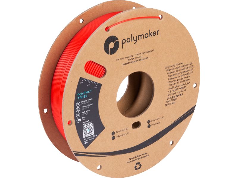 【ワンダフルデー】6/1は当店ポイント10倍！！Polymaker PolyFlex TPU95 (1.75mm, 0.75kg) Red フィラメント 3Dプリンター 3D