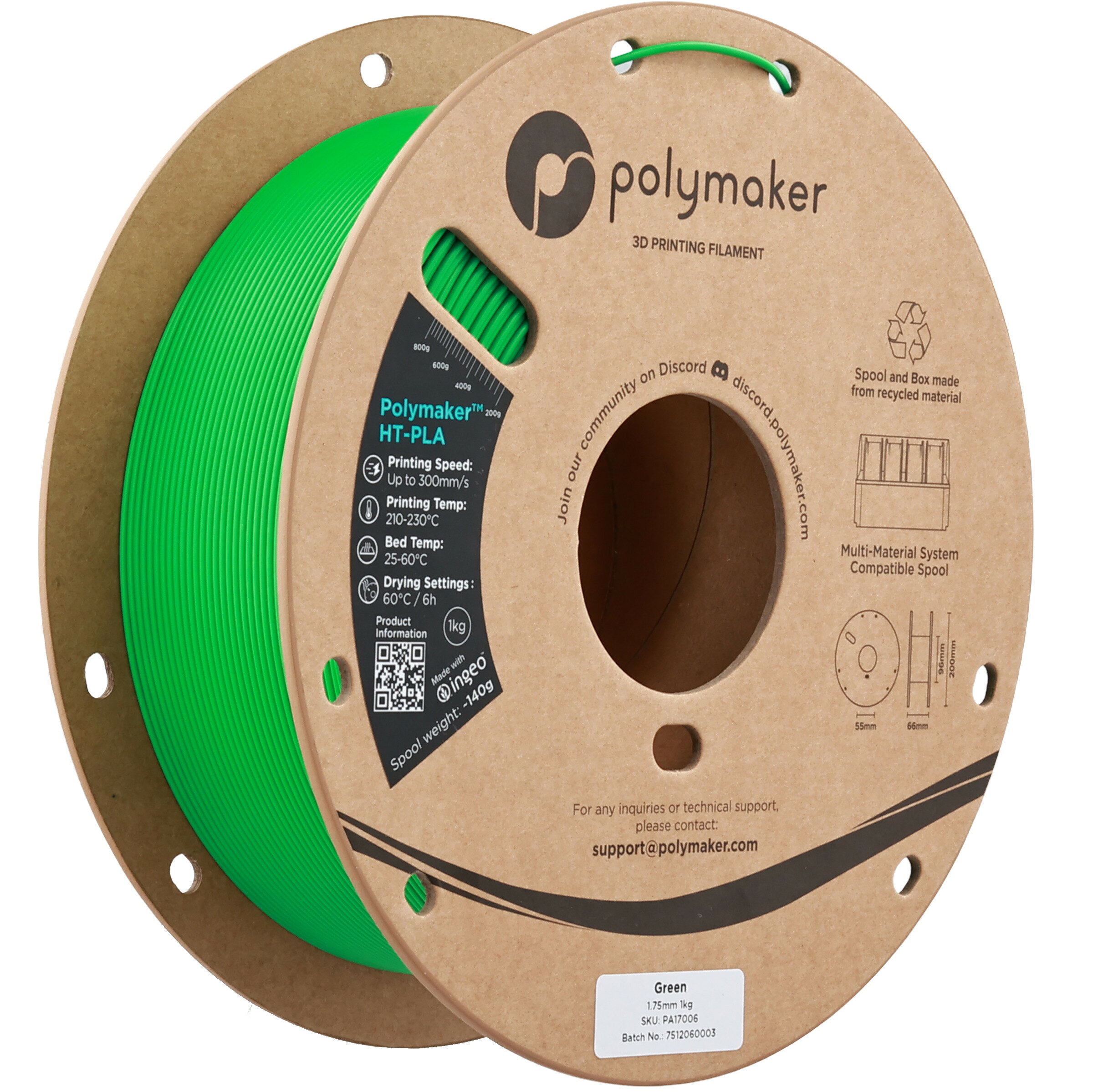 Polymaker HT-PLA (1.75mm, 1000g) Green フィラメント 3Dプリンター 8D 材料