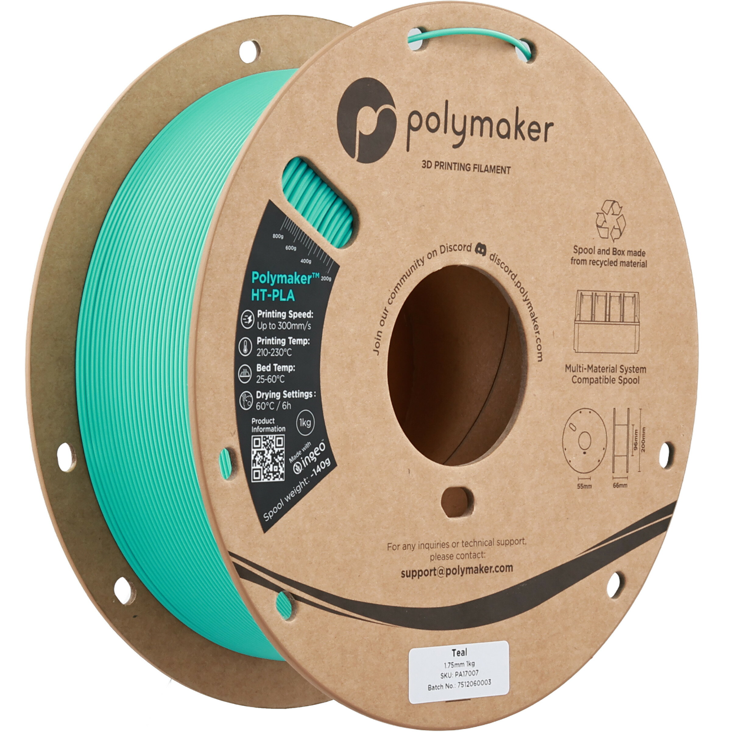 Polymaker HT-PLA (1.75mm, 1000g) Teal フィラメント 3Dプリンター 9D 材料