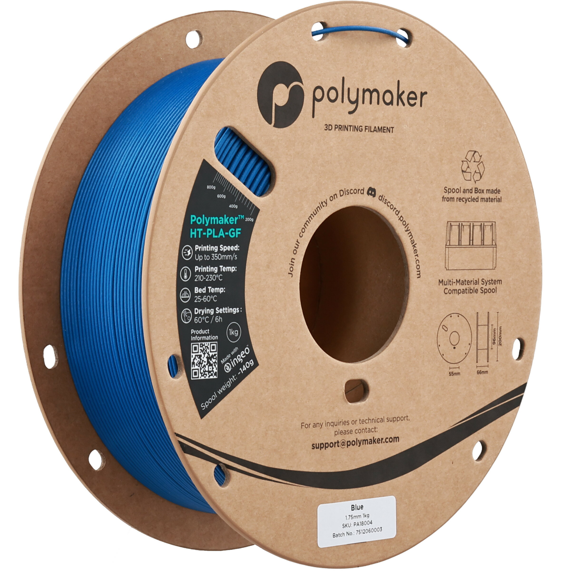 Polymaker HT-PLA-GF (1.75mm, 1000g) Blue フィラメント 3Dプリンター 16D 材料