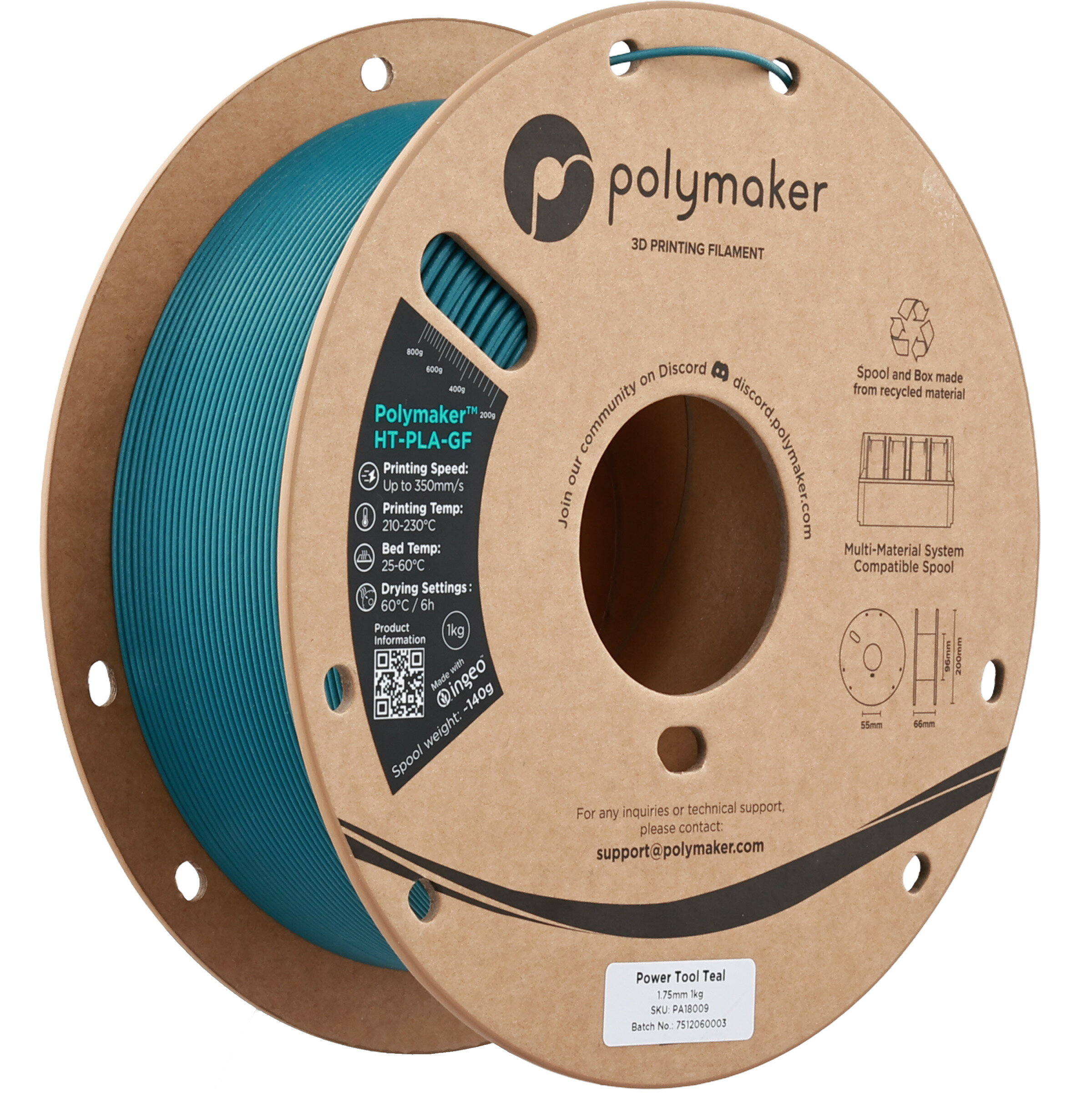 Polymaker HT-PLA-GF (1.75mm, 1000g) Power Tool Teal フィラメント 3Dプリンター 21D 材料