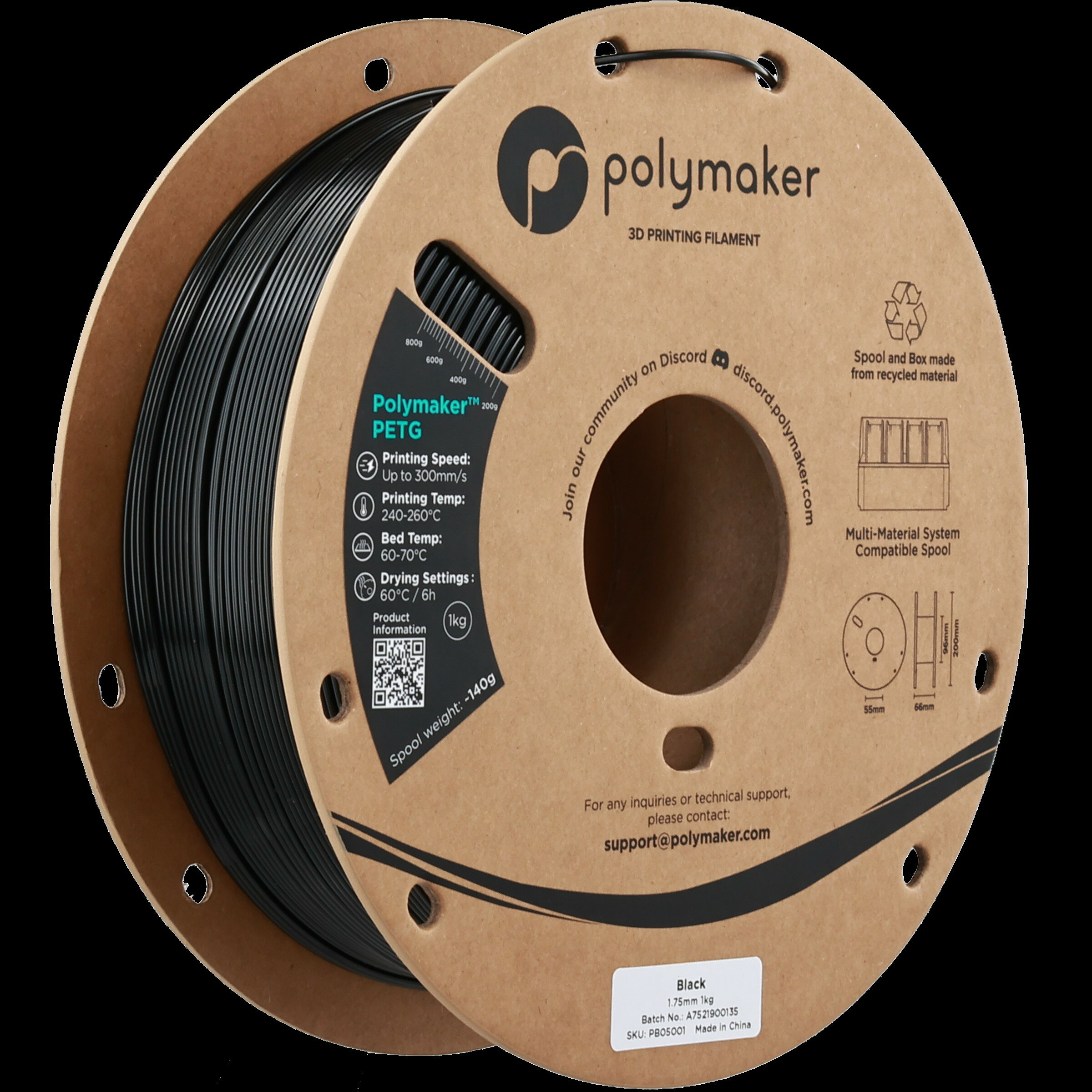 型番 PB05001 商品説明 Polymaker PETGは、500mm/s以上の高速印刷でも対応できるよう新たに改良されたPETGフィラメントです。