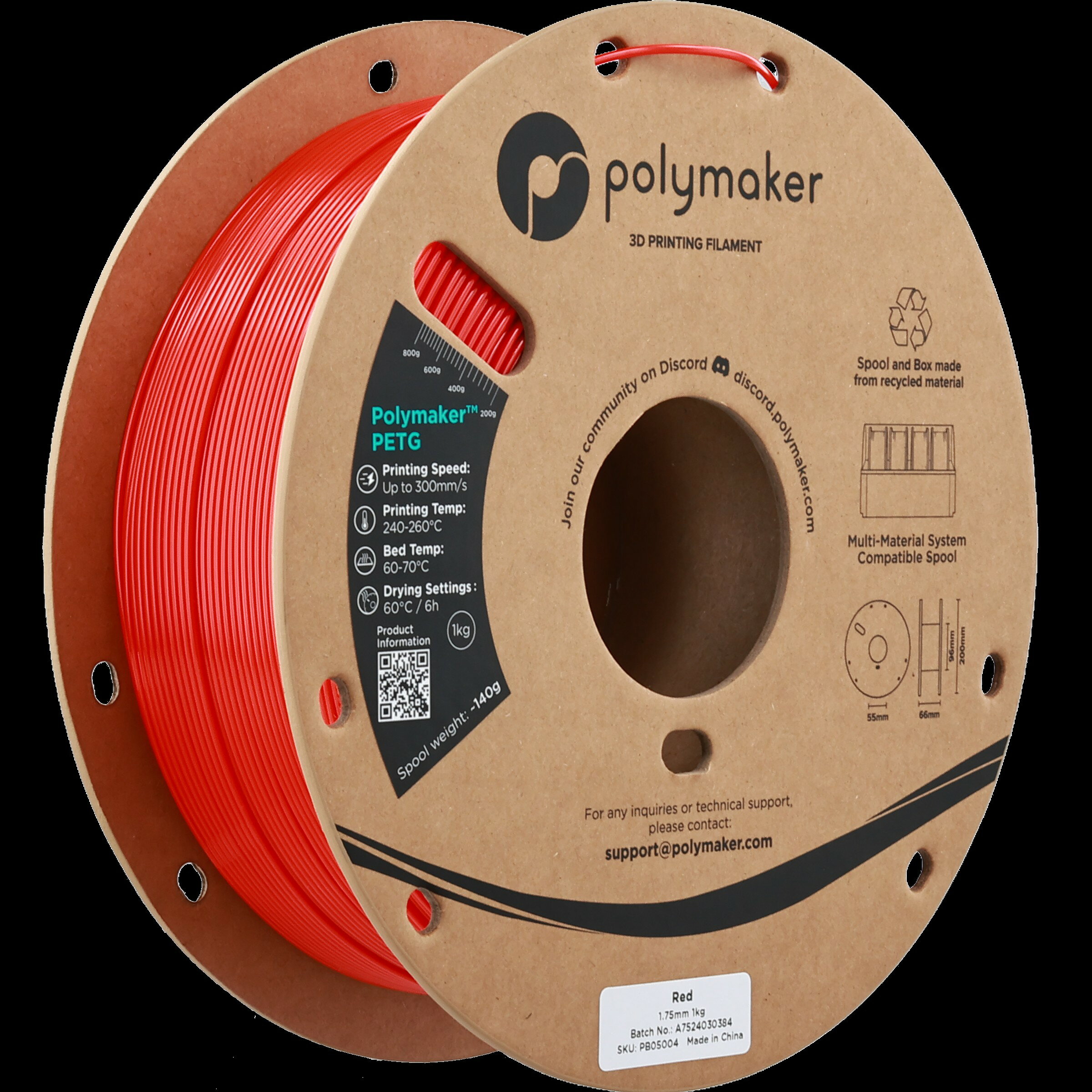 型番 PB05004 商品説明 Polymaker PETGは、500mm/s以上の高速印刷でも対応できるよう新たに改良されたPETGフィラメントです。