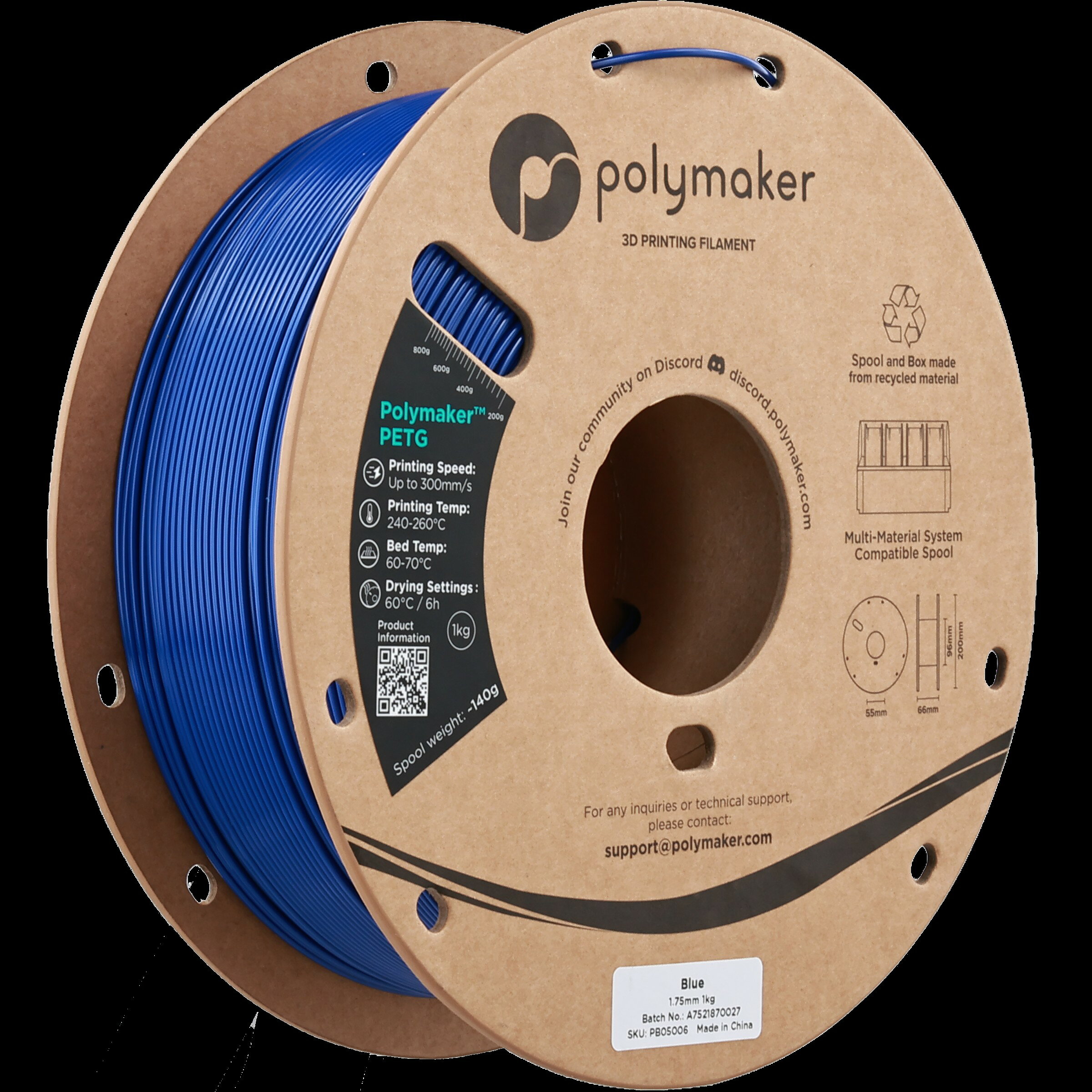 型番 PB05006 商品説明 Polymaker PETGは、500mm/s以上の高速印刷でも対応できるよう新たに改良されたPETGフィラメントです。