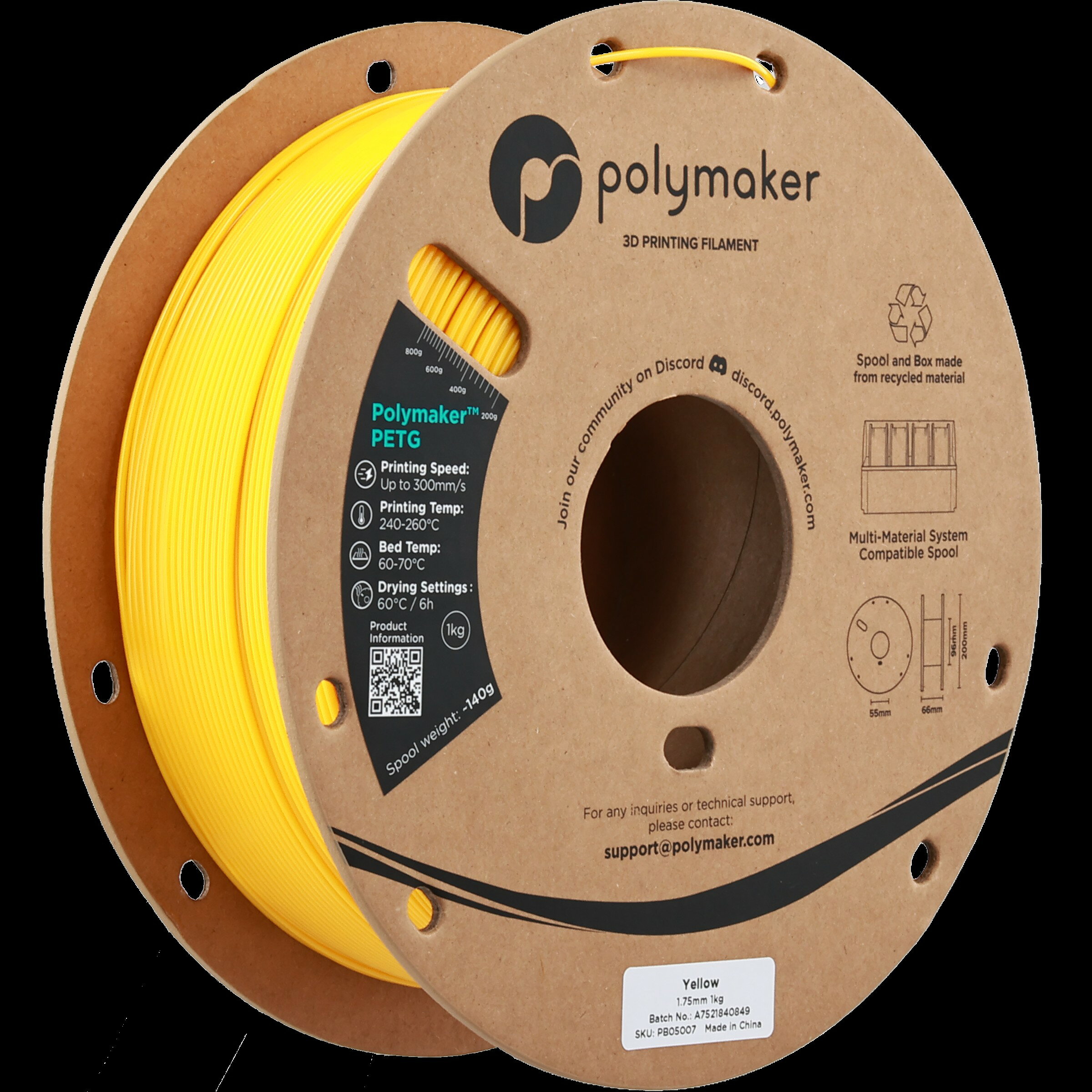 型番 PB05007 商品説明 Polymaker PETGは、500mm/s以上の高速印刷でも対応できるよう新たに改良されたPETGフィラメントです。