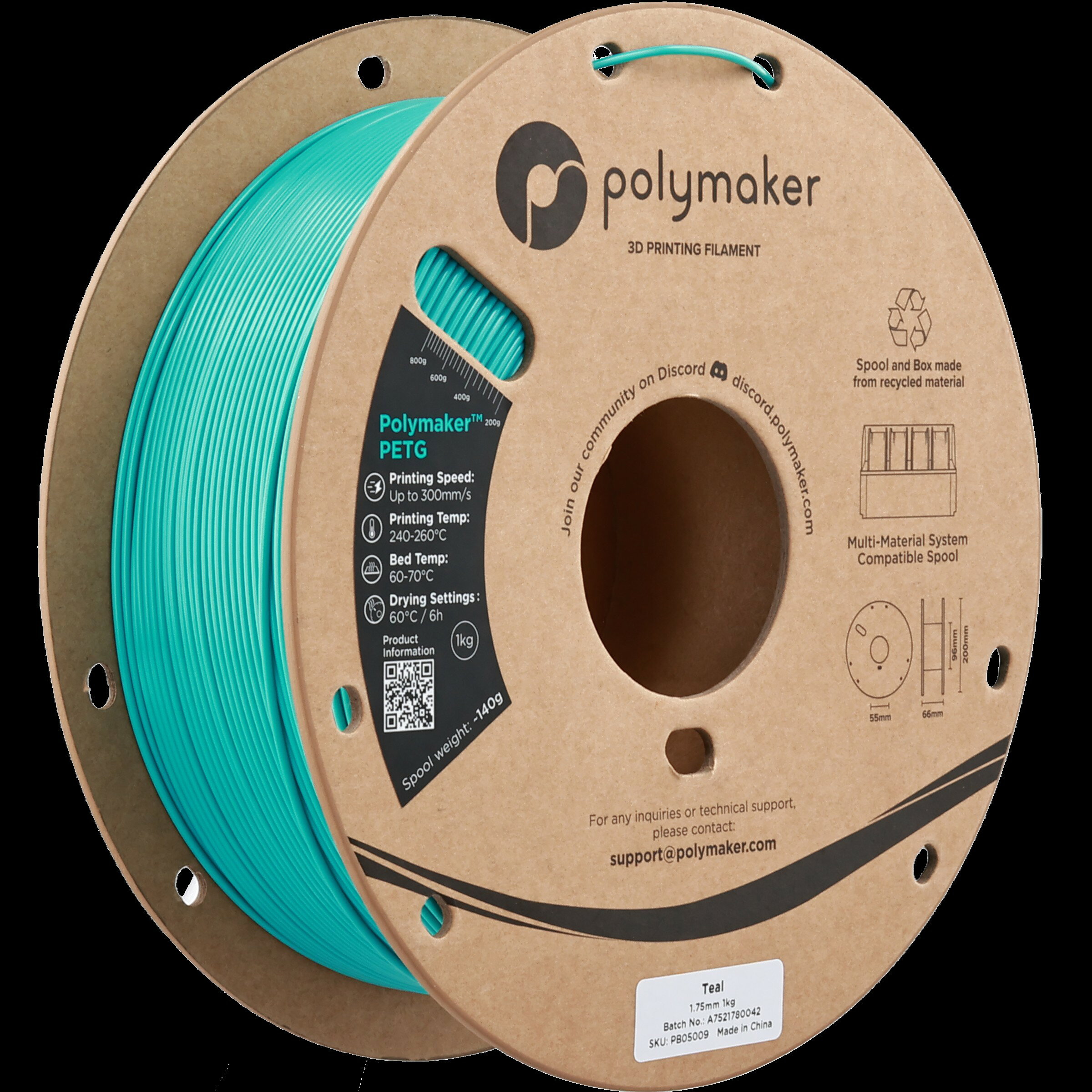 型番 PB05009 商品説明 Polymaker PETGは、500mm/s以上の高速印刷でも対応できるよう新たに改良されたPETGフィラメントです。