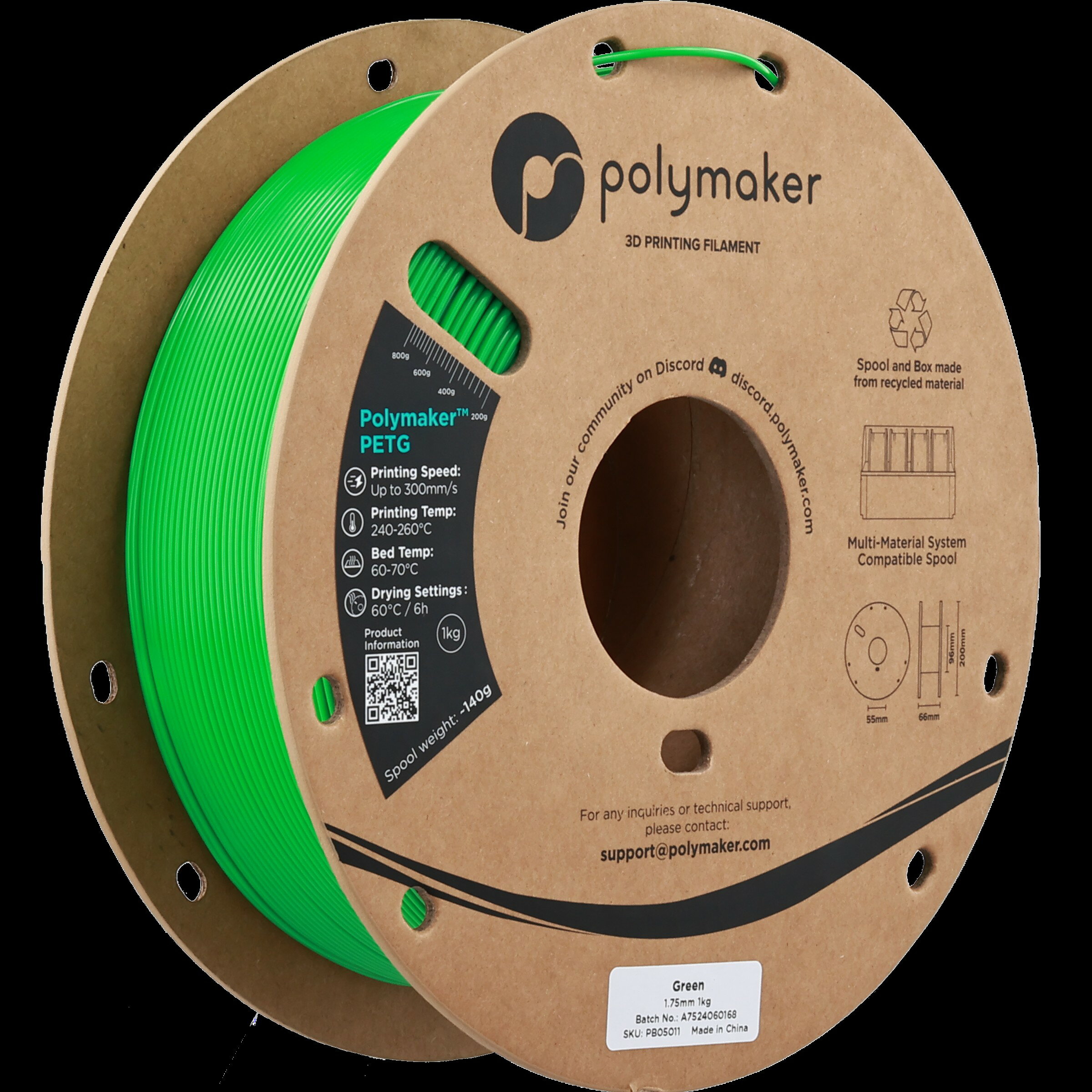 型番 PB05011 商品説明 Polymaker PETGは、500mm/s以上の高速印刷でも対応できるよう新たに改良されたPETGフィラメントです。