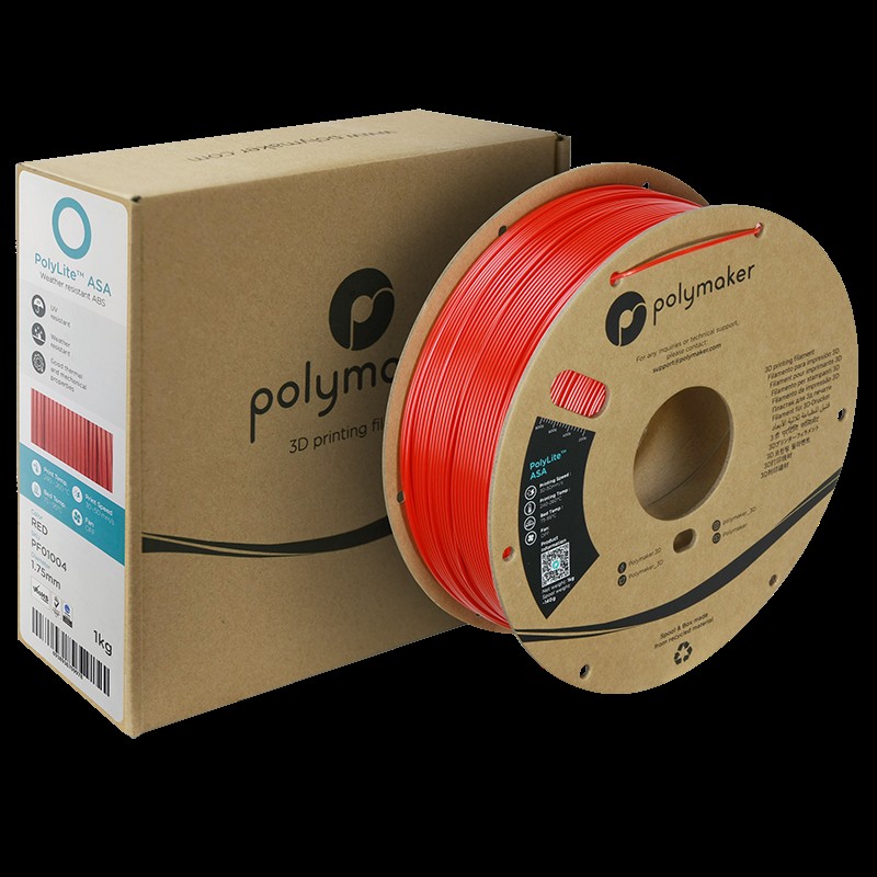 HALLOC 楽天市場店のPolymaker ASA (1.75mm, 1000g) Red PF01004 フィラメント 3Dプリンター 材料 造形 エコ 乾燥｜アングル2