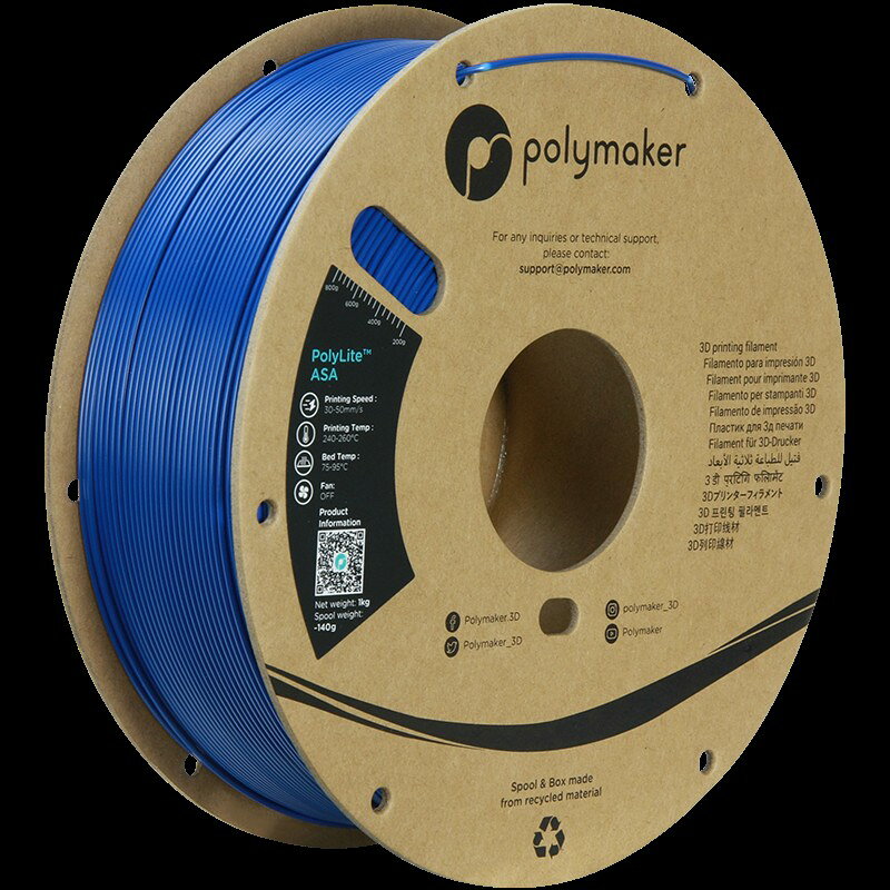 型番 PF01005 商品説明 Polymaker ASAは、ABSの機械的特徴を持ちながら、耐候性に優れたフィラメントです。