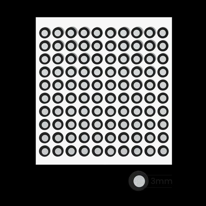 型番 ScanMarker-3mm 商品説明 特徴のない物体の表面に貼り付ける3Dスキャン用マーカーです。対応デバイス：MINI、MINI 2、MetroX、MetroY、MetroY Pro、INSPIRE 2、MetroY Ultra、Trackit、POP 4、Trackit SR