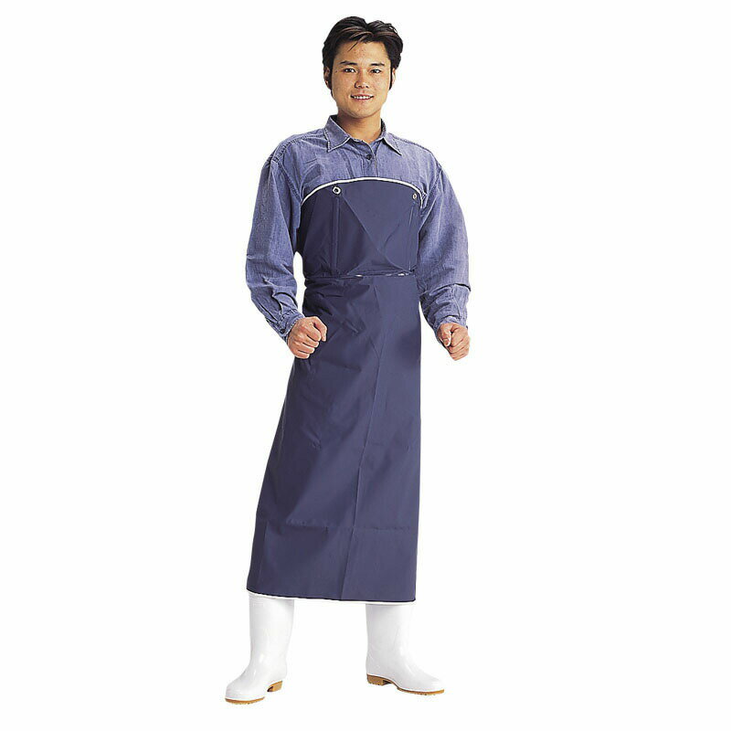 ★ポイント10倍★ 1/9~1/16 お買い物マラソン(要エントリー) ワンタッチ式エプロン 紺 （M） 90×115cm