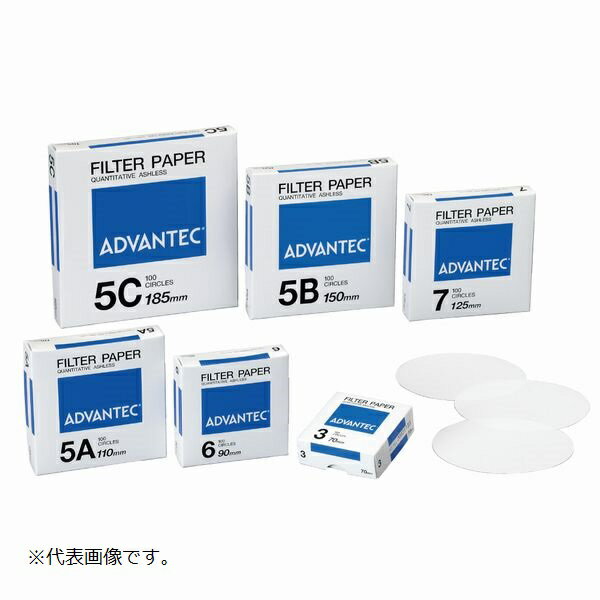 型番01511110 商品説明【特長】 ●定量濾紙のなかでは、最も濾過速度が速く、粗大沈殿物の濾過に適しています。 ●α?セルロース〔繊維素（セルロース）の中で、重合度の高い純粋なセルロース〕99%以上のセルロース繊維のみを原料としています。 ● 純粋なセルロース繊維を塩酸とフッ化水素酸による複酸処理を行い、灰分の含有量を0.01%程度の低レベルにしているため、精度のよい定量分析ができます 【用途】 ●研究・開発・品質管理/水質分析 ●分野　食品関連分野/製薬・化粧品分野/化学工業品分野/電子工業分野 【仕様】 ●厚さ(）：0.22 ●濾水時間（s）（※1）：60 ●吸水度（）(※2）：9.5 ●破裂強さ(KPa）(※3）：61 ●湿潤破裂強さ(KPa）(※4）：10 ●保持粒子径（μm）（※5）：7 ●灰分（％）：0.01 ●最高使用温度（※6）：120(℃） ●pH範囲(※6）：0〜12 ●JIS P 3801：5種A： ●サイズ：110Φ ●重量：97(g/） 【注意事項】 ●※1.　濾水時間/JIS P 3801〔ろ紙(化学分析用)〕により、ヘルツベルヒろ過速度試験器を使用し、10?の濾紙面において、20℃、100?の蒸留水を0.98KPaの圧力により濾過する時間。 ●※2.　吸水度/細長い濾紙を20℃の水中に立て、10分間に上昇する水の高さ ●※3.　破裂強さ/JIS P8112〔紙ー破裂強さ試験方法〕により測定した圧力 ●※4.　湿潤破裂強さ/試料を水に浸漬後、JIS　P8112〔紙ー破裂強さ試験方法〕に準じ、測定した圧力 ●※5.　保持粒子径/JIS　Z8901で規定された7種粉体分散水を自然濾過した時、90％以上を保持できる粒子径 ●※6.　最高使用温度、PH範囲は、圧力、時間などの条件により異なりますので、目安としてください