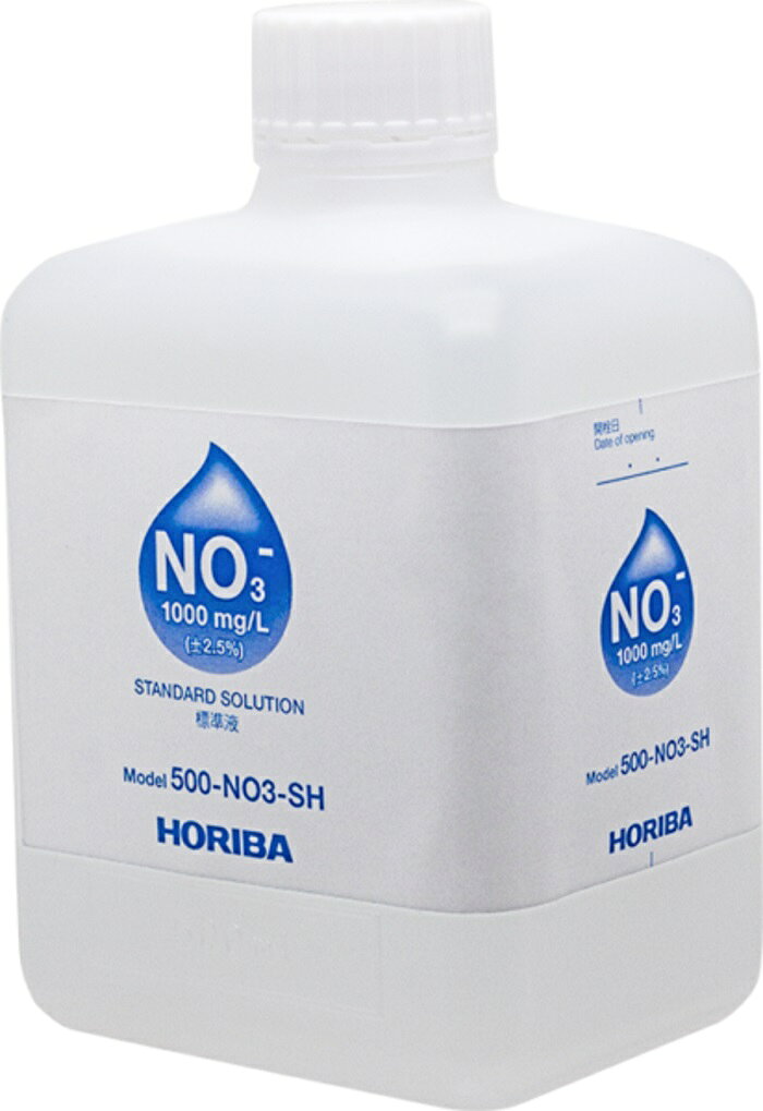 型番500-NO3-SH 商品説明【特長】 ●500ml入 【仕様】 ●種類：1000mg/L硝酸イオン標準液 ●サイズ：XXmm