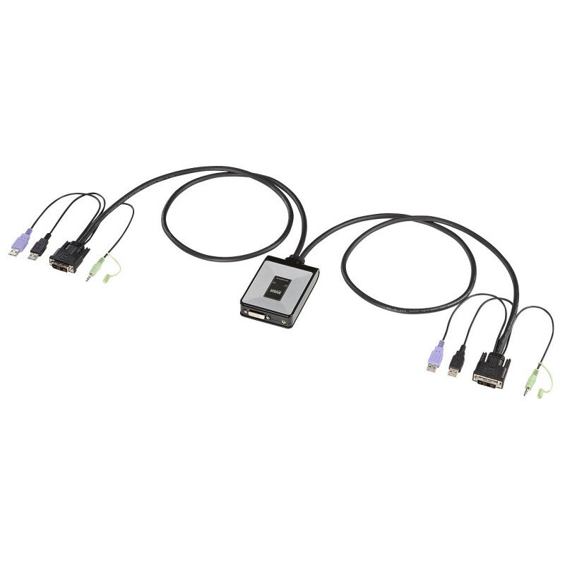 型番SW-KVM2DUN 商品説明【特長】 ディスプレイエミュレーション機能を搭載し切替時のディスプレイ解像度を維持できるUSB接続のDVIパソコン自動切替器 1組のUSBキーボード・USBマウス・DVIディスプレイ・スピーカーで2台のパソコンを切り替えて使用できます。 ディスプレイエミュレーション機能（EDID読み出し回路）を搭載。ディスプレイのEDIDを読み込み切替器内に情報を保存、DDC通信時に各ポートへ応答することで裏起動時に画面解像度が変わったり画面サイズが変わるという問題が発生しません。 HDCP対応だから地デジやブルーレイディスクの著作権保護規制がかかった映像も再生できます。 キーボードポートをエミュレーションしているため2台のパソコンを同時に起動することができます。また再起動（リブート）時にポートを切り替えなくても完全起動が可能です。 マウスポートのエミュレーション機能を搭載。エミュレーションON時は切り替え後の素早いマウス操作が可能でスクロールボタン切り替えも可能。エミュレーションOFF時は多機能ボタンマウスにも対応させることができます。 切り替え方法はホットキー切り替え（[Ctrl]×2 または[ScrollLock]×2）、マウスのスクロールボタン切り替えに対応し、瞬時にポートを切り替えることができます。 マウス切り替え機能を使用するにはマウスエミュレーション機能をON（有効）にしておく必要があります。 スピーカーの共有も可能。単独切り替えにも対応しておりコンソールデバイスとスピーカーは別々に切り替えができます。パソコンで作業中に別のパソコンから音楽を流す、作業状況を音声で確認することが可能です。 ソフトウェアのインストールが不要で接続するだけで切り替えて使用することができます。 パソコンのUSBポートより電源を供給し動作するためACアダプタが不要です。 ＜ご注意＞ ゲーミングキーボードなどのNキーロールオーバー機能を搭載したキーボードは動作対応しません。 【仕様】 対応解像度：解像度1920×1200（60Hz）（WUXGA）まで表示可能（DDC2B対応） インターフェース：【パソコン用】ディスプレイ/DVI24pinオス×2キーボード/USB Aコネクタオス×2マウス/USB Aコネクタオス×2スピーカー/3.5mmステレオミニプラグ×2【コンソール用】ディスプレイ/DVI24pinメス×1キーボード/USB Aコネクタメス×1マウス/USB Aコネクタメス×1スピーカー/3.5mmステレオミニジャック×1 消費電力：動作電圧-USBポートから電源供給/DC＋5V消費電流/620mA（最大） 切替方式：ホットキー切り替え、マウス切り替え、オートスキャン切り替え 動作時温度・湿度：温度/0〜50℃　湿度/80％以下（結露なきこと） 保管時温度・湿度：温度/−20〜60℃　湿度/80％以下（結露なきこと） サイズ：W78×D114×H26.5mm ケーブル長：0.9m（切替器-パソコン間） 重量：470g 付属品：取扱説明書（保証書付き）