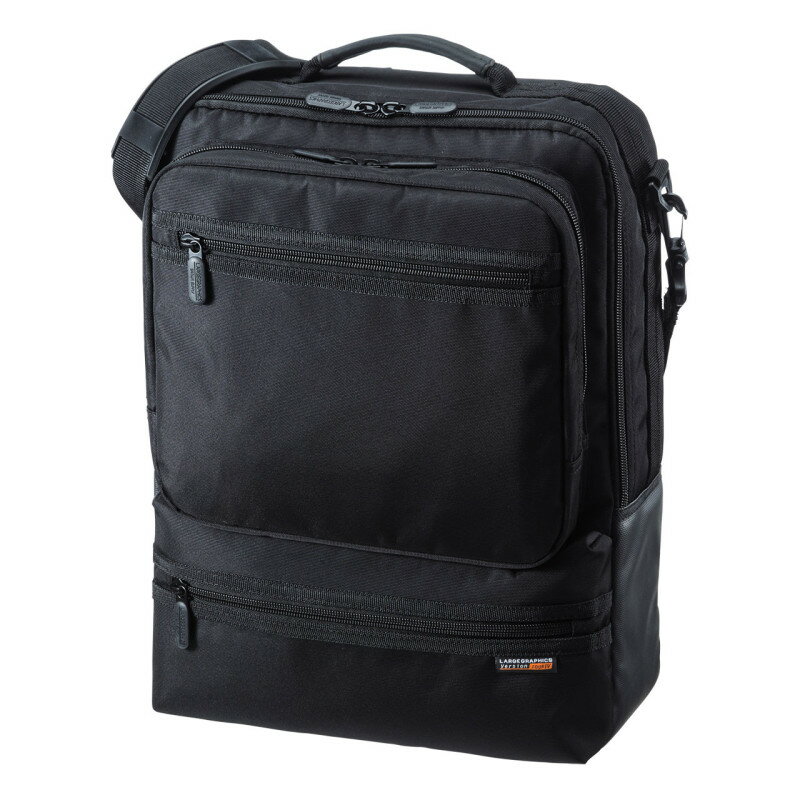 型番BAG-3WAY23BK 商品説明【特長】 通勤にも最適なタテ型軽量3WAYビジネスバッグ。 リュック、ショルダー、手提げの軽量3WAYビジネスバッグです。 底と側面には水や汚れに強いコーティング生地を採用しています。 パソコンは厚手のクッションポケットに収納します。 タブレットポケットも装備しています。 【仕様】 カラー：ブラック サイズ：外寸/W315×D140×H420mmパソコン収納部/W280×D40×H390mm上部ポケット/W270×D40×H240mm下部ポケット/W290×D30×H140mm 重量：860g 材質：ポリエステル（撥水加工）