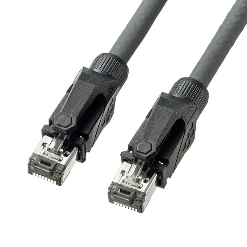 型番KB-T6ASTP-03GY 商品説明【特長】 10ギガビットイーサネット完全対応、ノイズに強いSTP仕様、対応温度範囲-40〜85℃のCAT6A LANケーブル 10ギガビットイーサーネットにも完全対応しているので、これからの超高速ネットワークにも対応できます。 カテゴリ5eの5.0倍、カテゴリ6の2.0倍の伝送帯域500MHzを実現。余裕の伝送特性でエラーを防ぐ高性能LANケーブルです。 ツイストペアケーブルをさらにシールドでカバーしているノイズに強いSTPタイプで、エイリアンクロストークノイズにも対応しています。 対応温度範囲が−40〜85℃の幅広い温度範囲に対応しています。 取り回しがしやすい柔らかケーブル外被を採用しています。 火災の延焼原因になりにくい難燃素材を使用しています。 ツメ折れ防止カバーを採用しています。 【仕様】 カラー：グレー ケーブル長：3m コネクタ形状：RJ-45シールドコネクタ（ツメ折れ防止カバー付き） ケーブル構造：STP、より線（26AWG）、ストレート全結線 ケーブル直径：6.5mm 対応伝送帯域：カテゴリ6A（10GBASE-T）、カテゴリ6（1000BASE-TX）、カテゴリ5e（1000BASE-T）、カテゴリ5（100BASE-TX）、カテゴリ3（10BASE-T）適合 形状タイプ：スタンダードタイプ 通信速度：10Gbps 周波数特性：500MHz